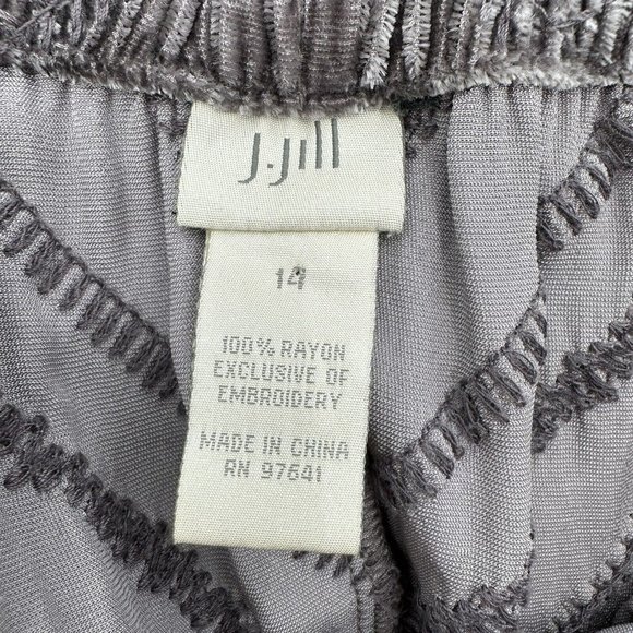 J Jill Gray Velvet Maxi Skirt sz 14 Embroidered Lagenlook BOHO Gray - Picture 9 of 11